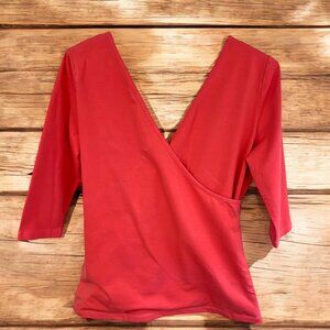 Soft‎ Surroundings Persian Red Crossover Surplice Stretch Top